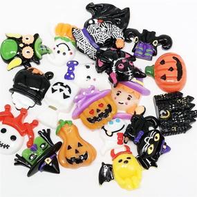 img 3 attached to 🎃 Chenkou Craft Random 20pcs Mix Lots Resin Flatback Halloween Craft Embellishments Set with Wizard, Pumpkin, Lantern, Ghost, Spider, Skull, Castle, and Clear Box