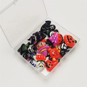 img 1 attached to 🎃 Chenkou Craft Random 20pcs Mix Lots Resin Flatback Halloween Craft Embellishments Set with Wizard, Pumpkin, Lantern, Ghost, Spider, Skull, Castle, and Clear Box