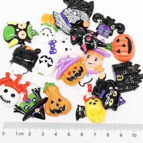 img 2 attached to 🎃 Chenkou Craft Random 20pcs Mix Lots Resin Flatback Halloween Craft Embellishments Set with Wizard, Pumpkin, Lantern, Ghost, Spider, Skull, Castle, and Clear Box