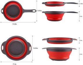 img 2 attached to Silicone Collapsible Colander Set, McoMce Folding Heat Resistant Strainer, Kitchen Veggie Wash Fruit & Vegetable Washer with Handles, Pasta Strainer for Cooking, 2 Pack