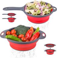 silicone collapsible colander set, mcomce folding heat resistant strainer, kitchen veggie wash fruit & vegetable washer with handles, pasta strainer for cooking, 2 pack logo