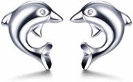 hypoallergenic dolphin stud earrings: 925 sterling silver with cubic zirconia - lse10 logo