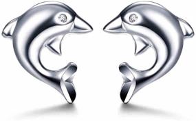 img 1 attached to Hypoallergenic Dolphin Stud Earrings: 925 Sterling Silver with Cubic Zirconia - LSE10