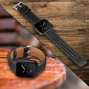 img 2 attached to UMAXGET Кожаный ремешок: Стильный подлинный кожаный запасной ремешок для Fitbit Versa 2 / Versa / Versa Lite / Versa SE