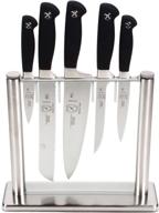 🔪 enhance your culinary experience with the mercer culinary genesis 6-piece forged knife block set featuring a stylish tempered glass block logo