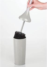img 1 attached to 🚽 mDesign Modern Slim Plastic Toilet Bowl Brush and Holder – Space Saving, Sturdy, Deep Cleaning, Light Gray