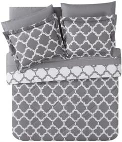 img 4 attached to 🛏️ Queen Size Reversible Galaxy 8-Piece Bed-In-A-Bag Comforter Set, Grey/White by VCNY Home