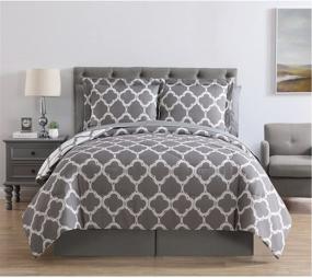 img 3 attached to 🛏️ Queen Size Reversible Galaxy 8-Piece Bed-In-A-Bag Comforter Set, Grey/White by VCNY Home