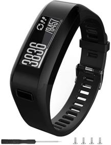 img 4 attached to 🌟 Meifox Силиконовые сменные ремни совместимы с Garmin Vivosmart HR - мягкие и прочные ремни черного цвета, крупный размер