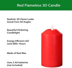 img 2 attached to 🕯️ 5 Inch Red Battery Operated Candle: Flickering 3D Flame, Perfect Christmas Decoration for Living Room, Bedroom, Bathroom or Fireplace - Flameless LED Wax Candle