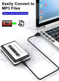 img 2 attached to Портативный кассетный плеер, кассетный плеер Walkman с USB-конвертером для записи музыки на MP3, аудио-плеер для записи и воспроизведения музыки с наушниками - совместим с ноутбуком и MacBook.