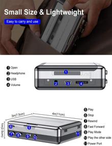 img 3 attached to Портативный кассетный плеер, кассетный плеер Walkman с USB-конвертером для записи музыки на MP3, аудио-плеер для записи и воспроизведения музыки с наушниками - совместим с ноутбуком и MacBook.