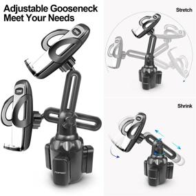 img 3 attached to Car Cup Phone Holder [Stable & Adjustable Pole] - No Shaking Cell Phone Mount for iPhone, Samsung and More Smartphones - Black