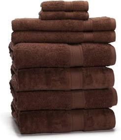 img 4 attached to 💎 Premium Quality 900 GSM Egyptian Cotton 8-Piece Towel Set - Hotel Luxury Heavy Weight & Absorbent - Includes 4 Bath Towels, 2 Hand Towels, 2 Washcloths in Chocolate