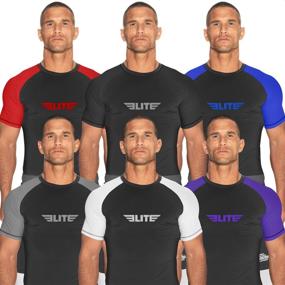 img 4 attached to 🥋 2022 Elite Sports Jiu Jitsu BJJ Rash Guards for Men - Short Sleeve Compression Base Layer Rash Guard for No GI, MMA Ranking