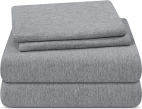 img 4 attached to 🛏️ Utopia Bedding Jersey Knit Sheets 4 Piece Queen Sheet Set - Soft Cotton T-Shirt Stretchy Sheets (Queen, Heather Light Grey)