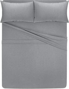 img 2 attached to 🛏️ Utopia Bedding Jersey Knit Sheets 4 Piece Queen Sheet Set - Soft Cotton T-Shirt Stretchy Sheets (Queen, Heather Light Grey)