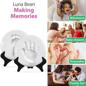 img 1 attached to 👶 Luna Bean Baby Hand and Footprint Kit - Ideal Baby Keepsake Homemade Ornament Kits for Christmas - Baby Footprint Kit & Inkless Hand and Footprint Kit Holiday Gift Bundle - 2 Pack Including Ribbons & Easels