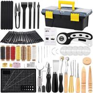 🛠️ 72-piece leather working kit: leather repair tools set with detailed instructions, high-quality tool box, rotary cutter, waxed thread, tracing wheel, and essential leatherworking supplies logo