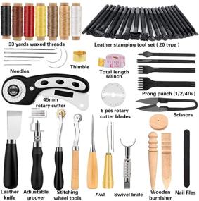 img 3 attached to 🛠️ 72-Piece Leather Working Kit: Leather Repair Tools Set with Detailed Instructions, High-Quality Tool Box, Rotary Cutter, Waxed Thread, Tracing Wheel, and Essential Leatherworking Supplies