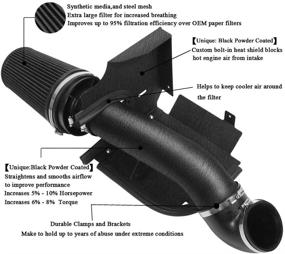 img 3 attached to 🚀 MooSun 4" Улучшенный впуск холодного воздуха с фильтром для GMC Chevy Chevrolet 1999-2006 V8 4.8L/5.3L/6.0L: Улучшенный воздушный поток для повышения производительности.