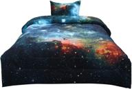 🌠 twin size galaxy blue comforter set - 3d outer space themed bedding - all-season down alternative quilted duvet - reversible design - includes 1 comforter and 1 pillowcase by uxcell logo