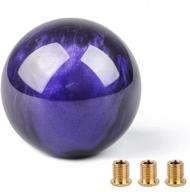 yasuoa acrylic car shifter knob - marble style round ball 🚘 gear shift knob with 3 adapters, universal fit for manual cars (purple) logo