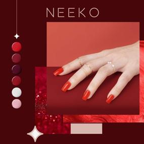 img 1 attached to 💅 Набор гель-лаков для ногтей NEEKO Burgundy Red - Классический 6-цветовой набор гель-лака UV в винном красном, фиолетовом, белом, глиттер-розовом цветах - Набор для маникюра с LED-лампой для снятия, домашний маникюр, нейл-арт.