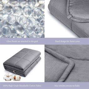 img 2 attached to Royal Therapy Weighted Blanket - Heavy 100% Cotton Blanket with Premium Glass 🛌 Beads (48''x78'' 15lbs, French Grey), Suitable for One Person (~150lb) - Use on Twin/Queen Bed