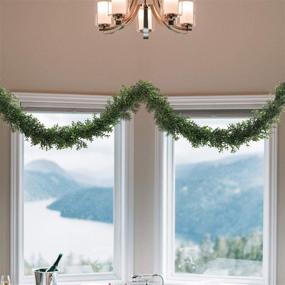 img 2 attached to 🌿 Larksilk 9-Foot Long Green UV Resistant Boxwood Garland: Artificial Ivy Vine Greenery with Hanging Loops - Ideal for Party, Event, Wedding Décor