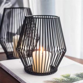 img 3 attached to 🕯️ Set of 2 Indoor Outdoor Black Metal Wire Tea Light Candle Holders - Ideal for Events, Parties, and Wedding Decorations