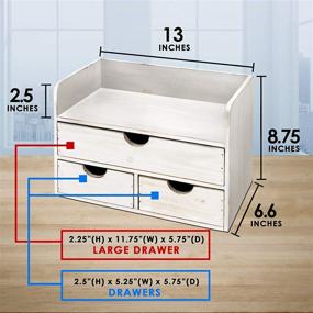 img 2 attached to 📚 White Vintage Rustic Wooden Office Desk Organizer and Mail Rack - Distressed Torched Wood - for Desktop, Tabletop, or Counter - Ideal for Organizing Office Supplies, Desk Accessories, or Mail