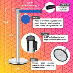 img 3 attached to Crowd Control Stanchion Belt Barriers - DuraSteel Stainless Steel Stanchions With 6