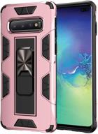 samsung galaxy s10 case military grade shockproof with kickstand stand built-in magnetic car mount armor heavy duty protective case for samsung galaxy s10 phone case (rose gold) logo