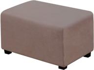 🪑 suede ottoman slipcover - removable footstool protector | velvet plush | water repellent furniture cover with elastic bottom | machine washable | ottoman x-large, taupe logo