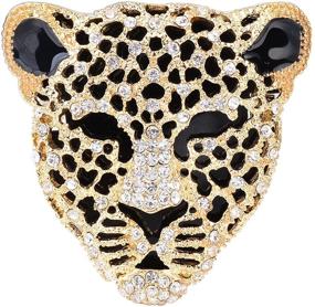 img 4 attached to OBONNIE Vintage Spotted Leopard Rhinestone