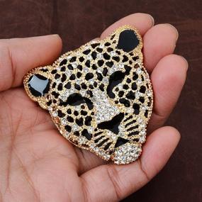 img 2 attached to OBONNIE Vintage Spotted Leopard Rhinestone