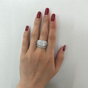 img 2 attached to 💍 Wuziwen Комплект колец для помолвки и свадьбы Princess: Потрясающие 4 карата ЦК кольца из стерлингового серебра для женщин, идеальное бриллиантовое украшение для невесты.