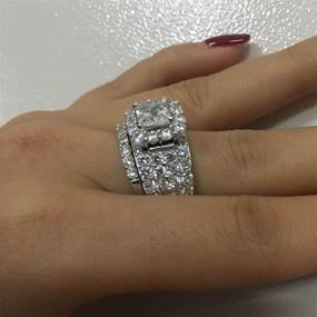 img 1 attached to 💍 Wuziwen Комплект колец для помолвки и свадьбы Princess: Потрясающие 4 карата ЦК кольца из стерлингового серебра для женщин, идеальное бриллиантовое украшение для невесты.