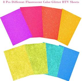 img 3 attached to 🌟 High-Quality HTV Glitter Heat Transfer Vinyl Sheet (8 Pack) - Assorted Colors Glitter Iron-on Vinyl for DIY T-Shirt Fabrics - Perfect for Silhouette Cameo & Heat Press - 12"x 10" (8pcs Glitter)