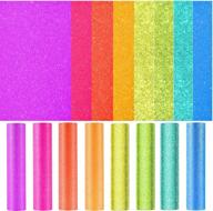 🌟 high-quality htv glitter heat transfer vinyl sheet (8 pack) - assorted colors glitter iron-on vinyl for diy t-shirt fabrics - perfect for silhouette cameo & heat press - 12"x 10" (8pcs glitter) logo