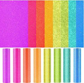 img 4 attached to 🌟 High-Quality HTV Glitter Heat Transfer Vinyl Sheet (8 Pack) - Assorted Colors Glitter Iron-on Vinyl for DIY T-Shirt Fabrics - Perfect for Silhouette Cameo & Heat Press - 12"x 10" (8pcs Glitter)