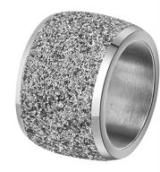 💍 inreng women's stainless steel shiny sequins pave sandblast wide wedding band - silver, rose gold, black: sparkling elegance for unforgettable moments logo