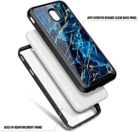 img 1 attached to E-Begin Full-Body Protective Matte Bumper Case with Built-in Screen Protector for Samsung Galaxy J3 2018, J3 Orbit/J3 V 2018/J3 Star/J3 Achieve/Sol 3 - Sapphire, Shockproof Durable Case with Marble Design