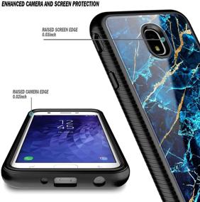 img 2 attached to E-Begin Full-Body Protective Matte Bumper Case with Built-in Screen Protector for Samsung Galaxy J3 2018, J3 Orbit/J3 V 2018/J3 Star/J3 Achieve/Sol 3 - Sapphire, Shockproof Durable Case with Marble Design