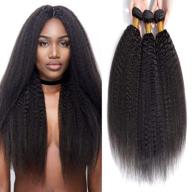 🔥 enhance your natural look with kinky straight hair wig bundles and lace front closure - pre plucked, unprocessed human hair extensions for black women (18 20 22 inch) logo