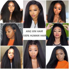 img 1 attached to 🔥 Enhance Your Natural Look with Kinky Straight Hair Wig Bundles and Lace Front Closure - Pre Plucked, Unprocessed Human Hair Extensions for Black Women (18 20 22 Inch)
