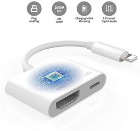 img 2 attached to 📱 Адаптер Apple MFi Certified Lightning к HDMI с портом для зарядки - 1080P цифровой AV аудио синхр. экран конвертер для iPhone, iPad, iPod - поддержка 4K HDMI вывода на HD-телевизор/монитор/проектор (должен быть включен в розетку)