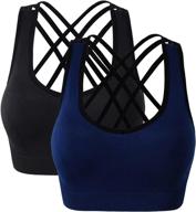 🩸 comfortable and stylish hivof women's seamless removable cups yoga sport bra with back cross strap and beauty back логотип