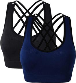 img 4 attached to 🩸 Comfortable and Stylish HIVOF Women's Seamless Removable Cups Yoga Sport Bra with Back Cross Strap and Beauty Back